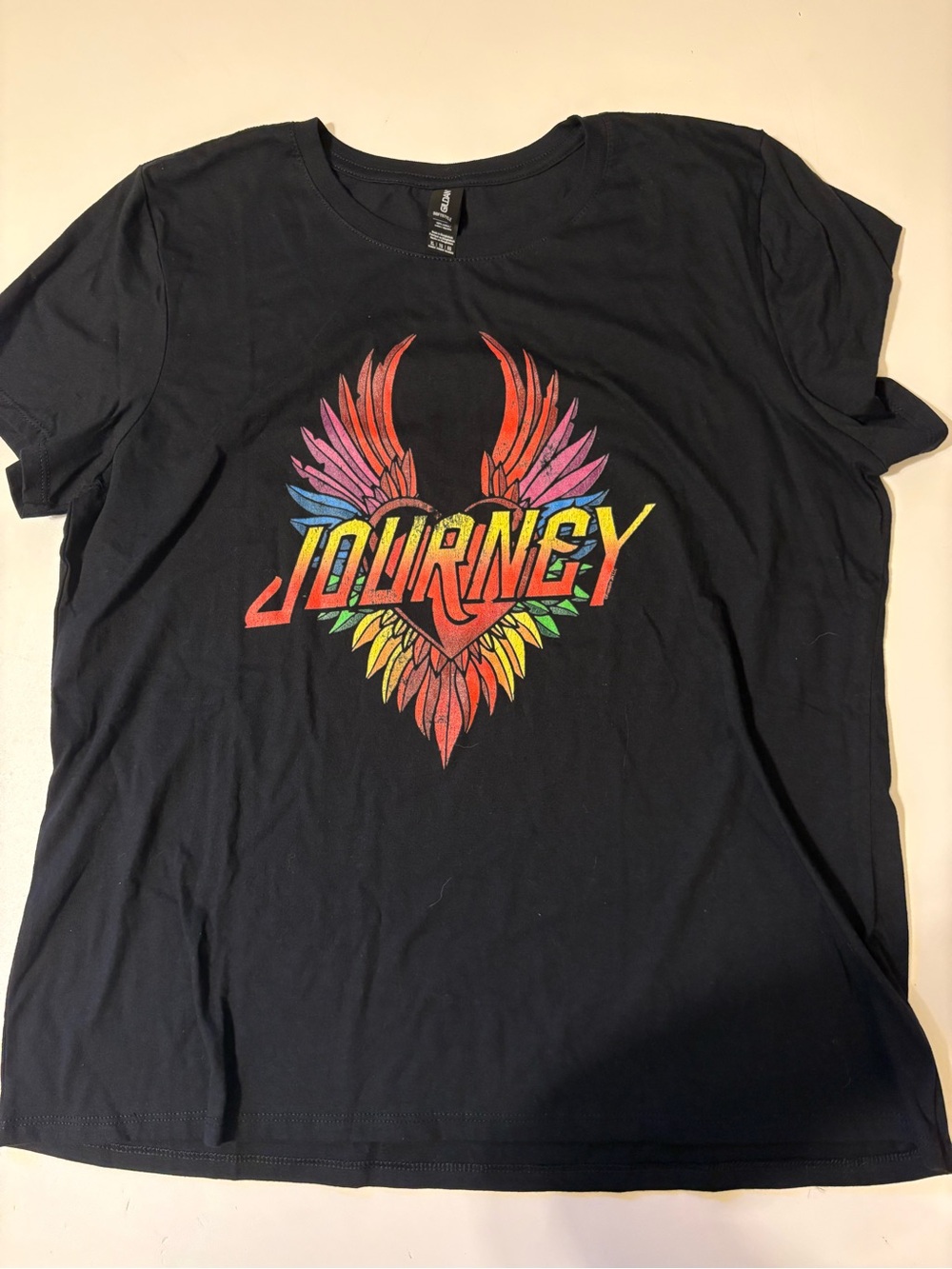Gildan Black Journey Graphic Tee with Rainbow Wings